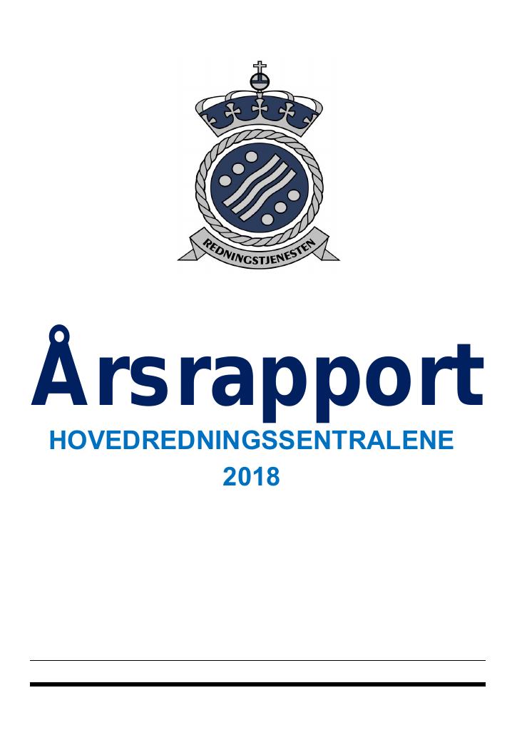 Forsiden av dokumentet Årsrapport Hovedredningssentralen 2018