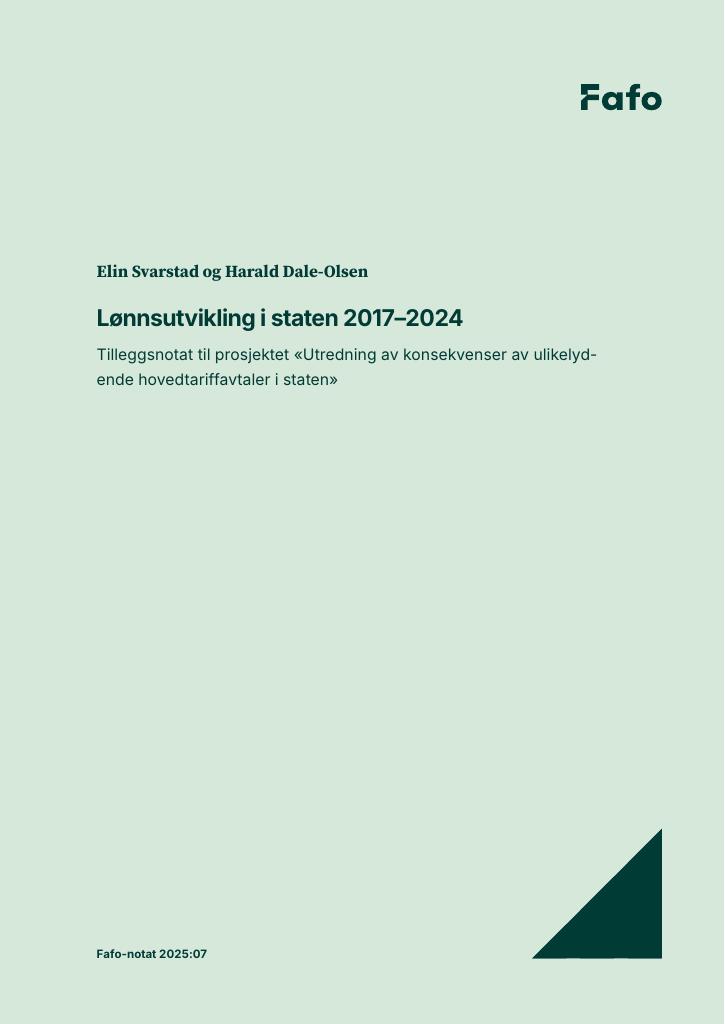 Forsiden av dokumentet Lønnsutvikling i staten 2017–2024