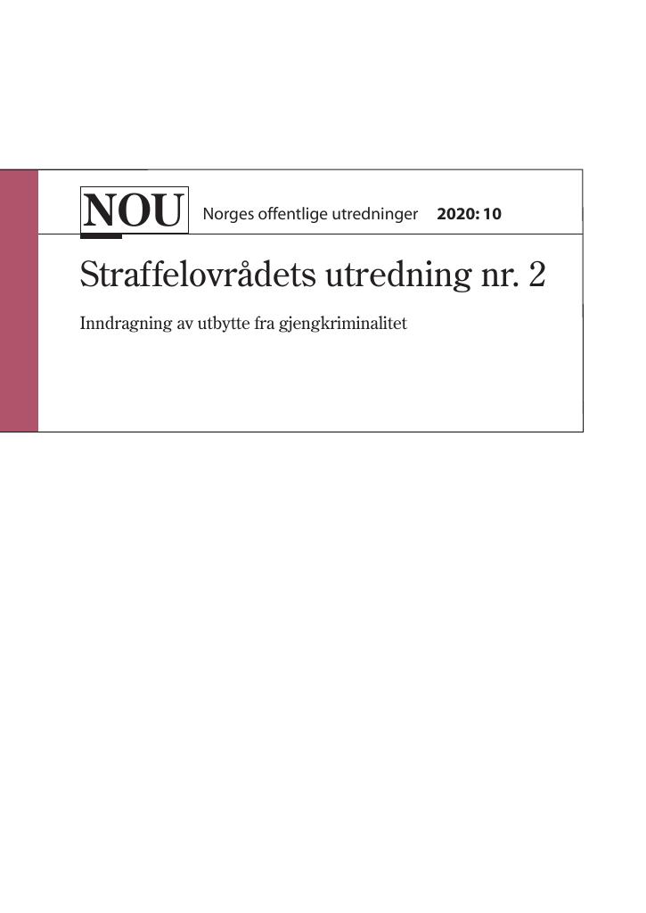 Forsiden av dokumentet NOU 2020: 10 - Straffelovrådets utredning nr. 2