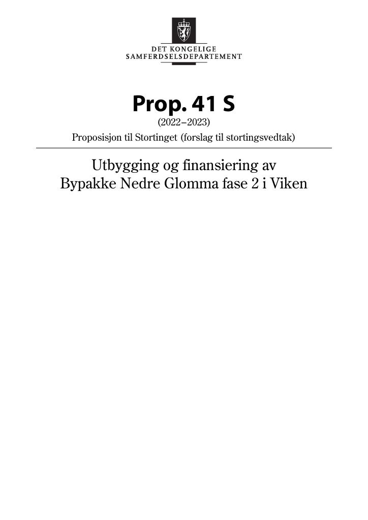 Forsiden av dokumentet Prop. 41 S (2022–2023)