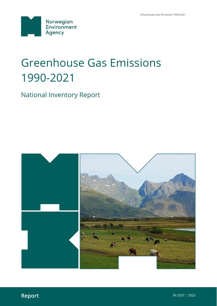 Forsiden av dokumentet Greenhouse Gas Emissions 1990-2021 : national Inventory report