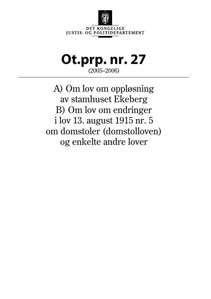 Forsiden av dokumentet Ot.prp. nr. 27 (2005-2006)