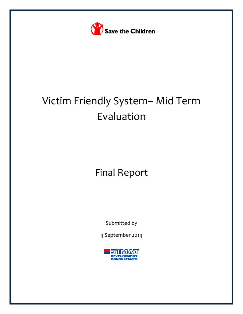 Forsiden av dokumentet Victim Friendly System – Mid term Evaluation