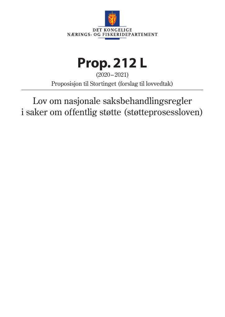 Forsiden av dokumentet Prop. 212 L (2020–2021)