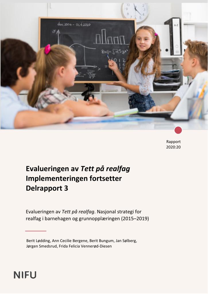 Forsiden av dokumentet Evaluering av realfagsstrategien – implementeringen