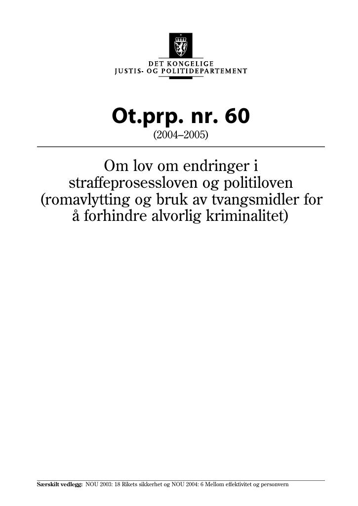 Forsiden av dokumentet Ot.prp. nr. 60 (2004-2005)