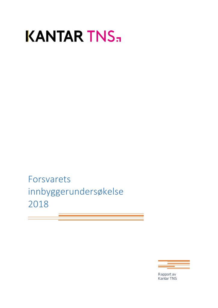 Forsiden av dokumentet Forsvarets innbyggerundersøkelse 2018