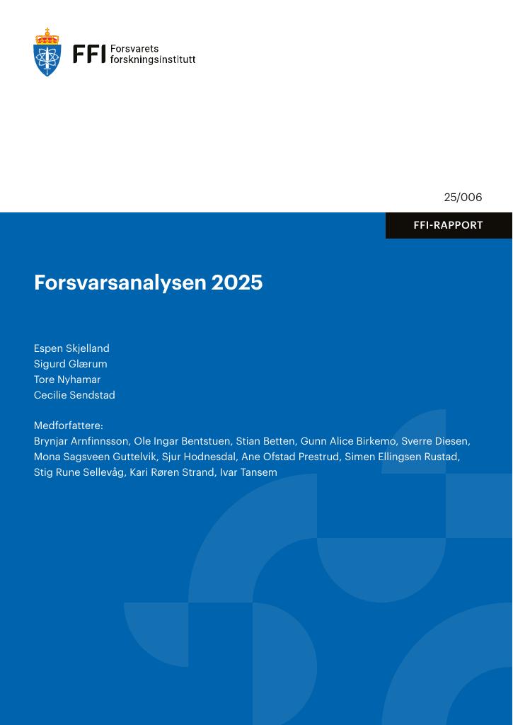 Forsiden av dokumentet Forsvarsanalysen 2025