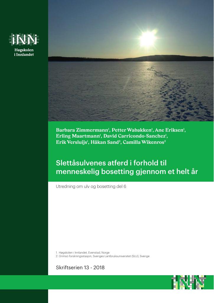 Forsiden av dokumentet Slettåsulvenes atferd i forhold til menneskelig bosetting gjennom et helt år