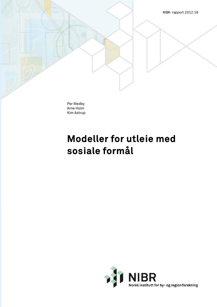 Forsiden av dokumentet Modeller for utleie med sosiale formål