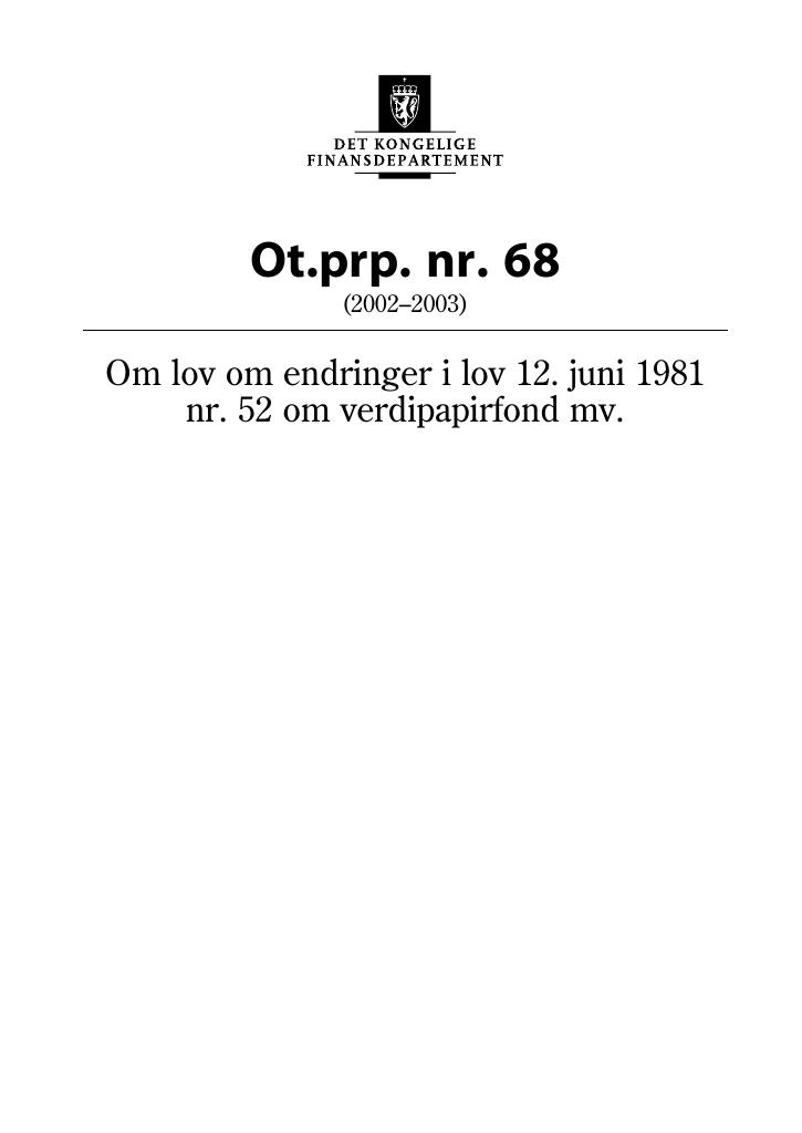 Forsiden av dokumentet Ot.prp. nr. 68 (2002-2003)