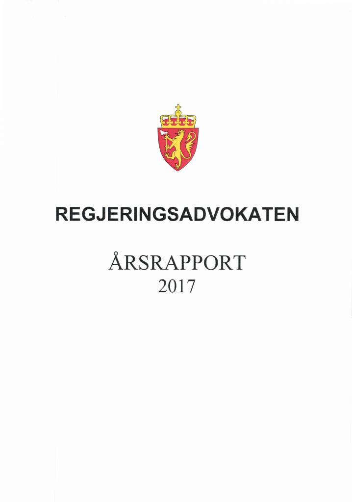 Forsiden av dokumentet Årsrapport Regjeringsadvokatens 2017