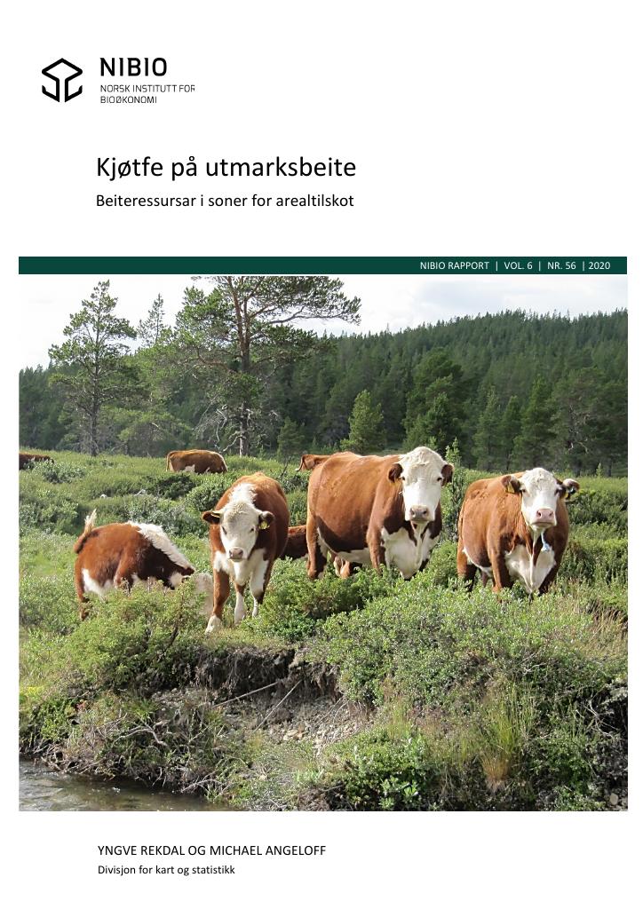 Forsiden av dokumentet Kjøtfe på utmarksbeite. Beiteressursar i soner for arealtilskot.