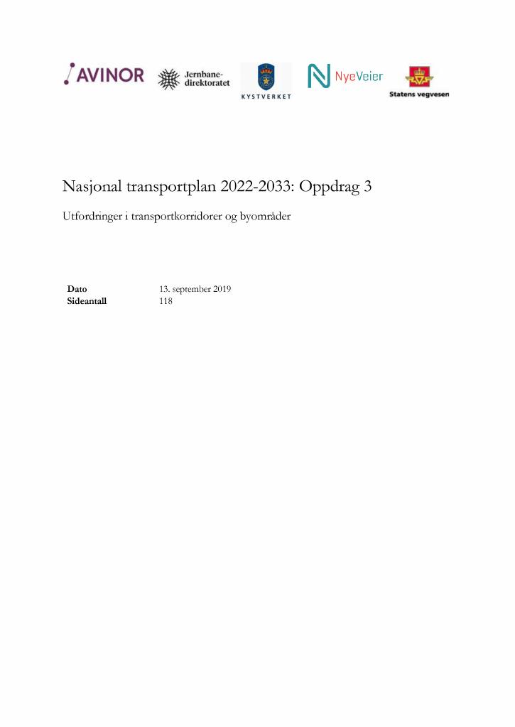 Forsiden av dokumentet Nasjonal transportplan 2022–2033: Oppdrag 3