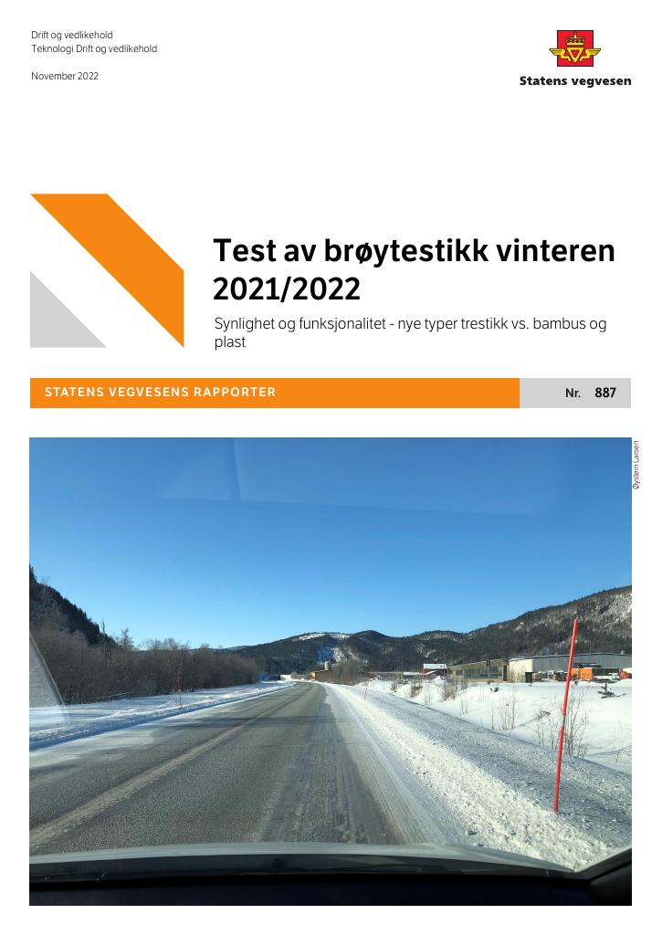 Forsiden av dokumentet Test av brøytestikk vinteren 2021/2022