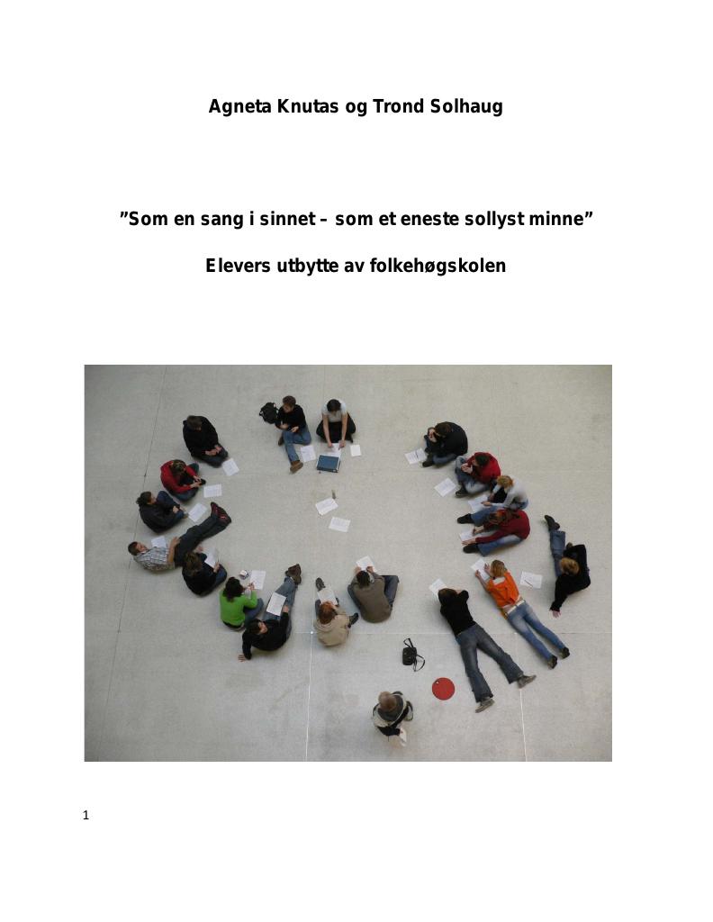 Forsiden av dokumentet Rapport om elevers utbytte av folkehøgskolen