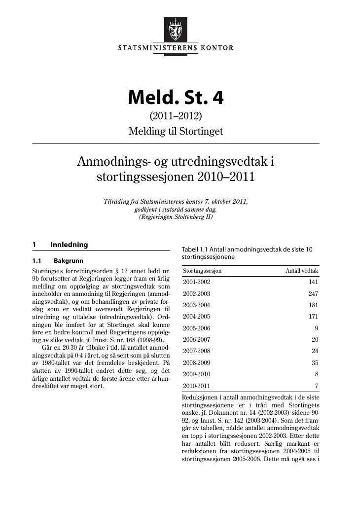 Forsiden av dokumentet Meld. St. 4 (2011–2012)