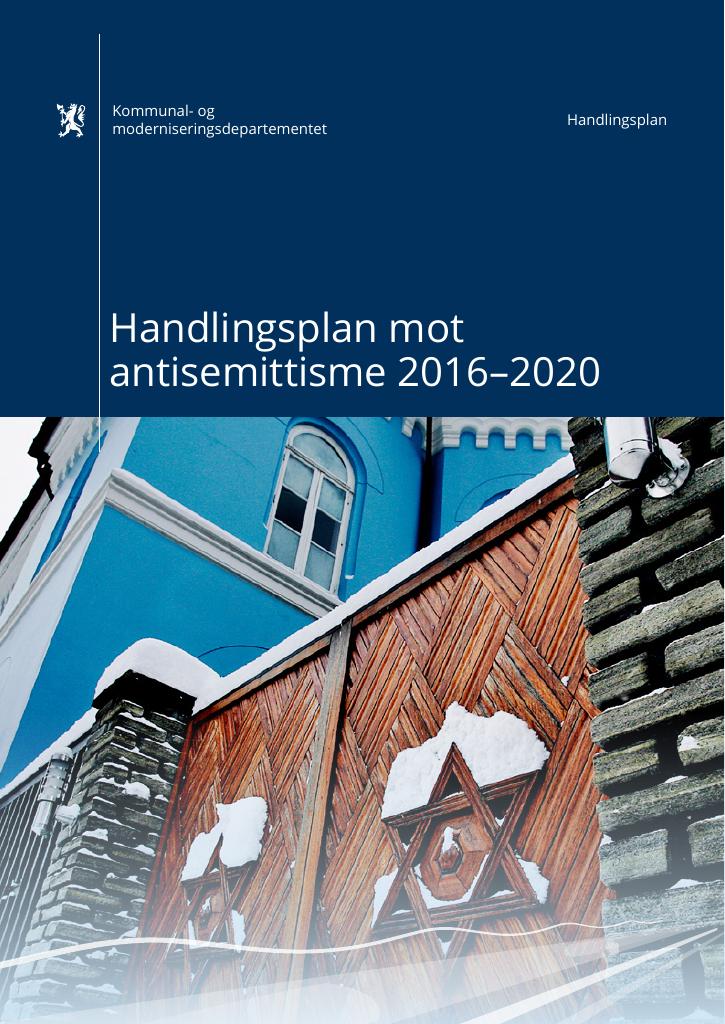 Forsiden av dokumentet Handlingsplan mot antisemittisme 2016–2020