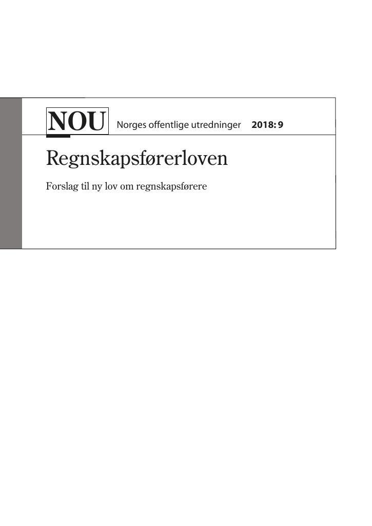 Forsiden av dokumentet NOU 2018: 9 - Regnskapsførerloven