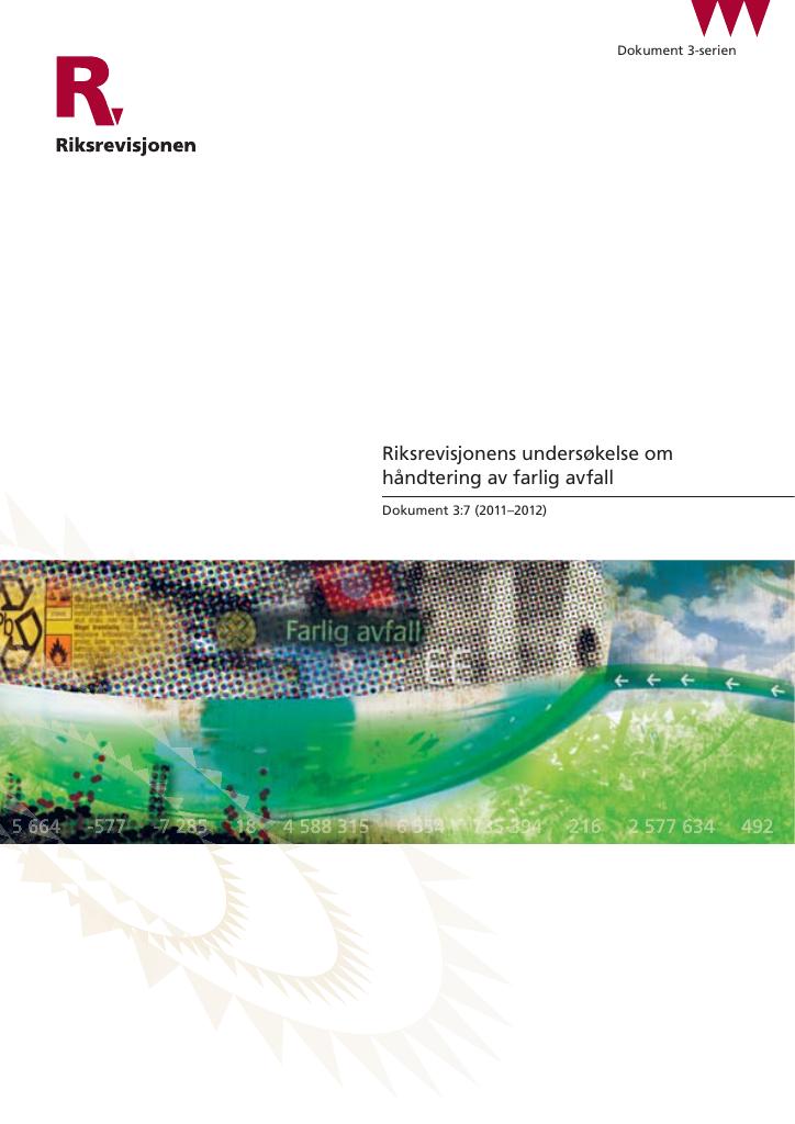 Forsiden av dokumentet Riksrevisjonens undersøkelse om håndtering av farlig avfall