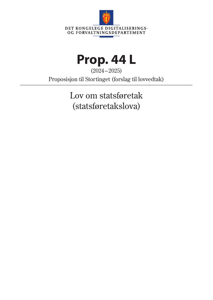 Forsiden av dokumentet Prop. 44 L (2024–2025)