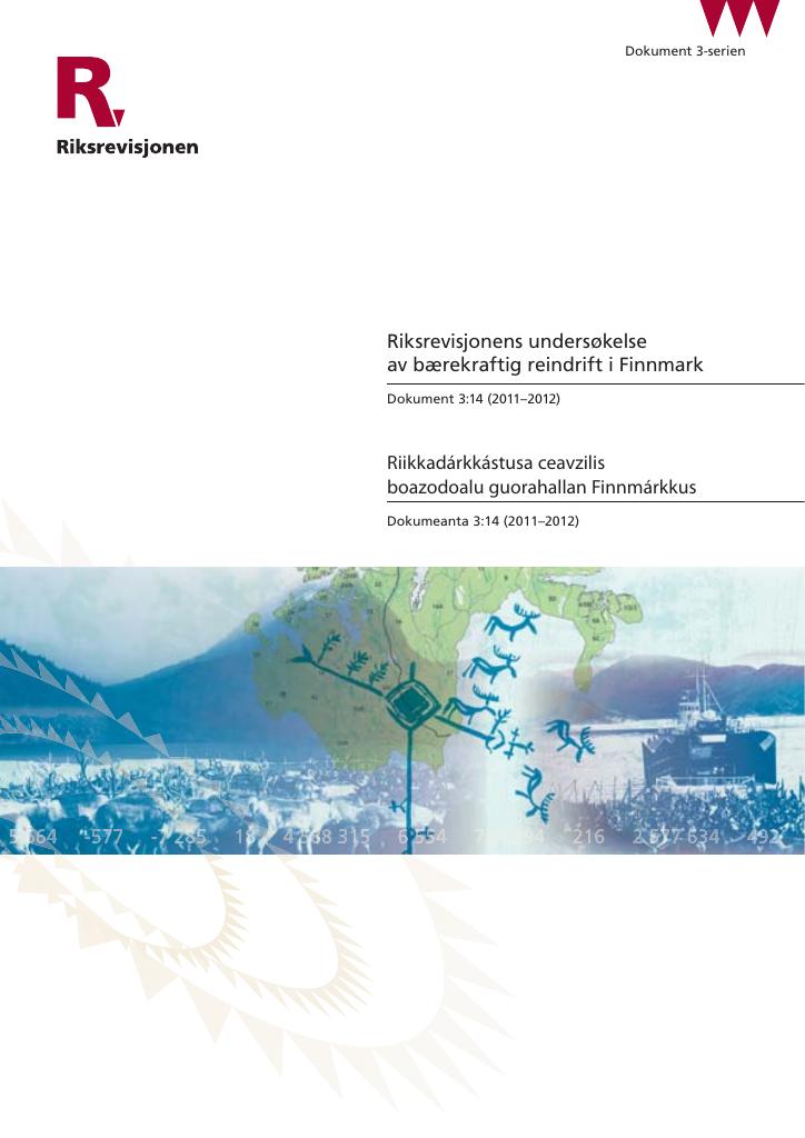 Forsiden av dokumentet Riksrevisjonens undersøkelse av bærekraftig reindrift i Finnmark
