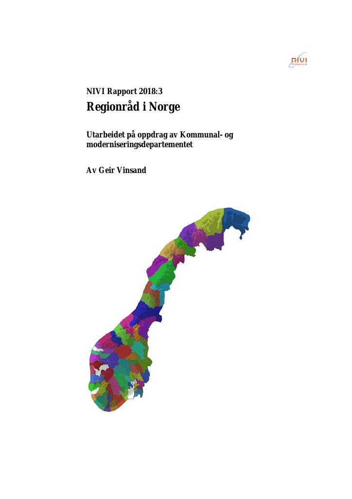 Forsiden av dokumentet Regionråd i Norge