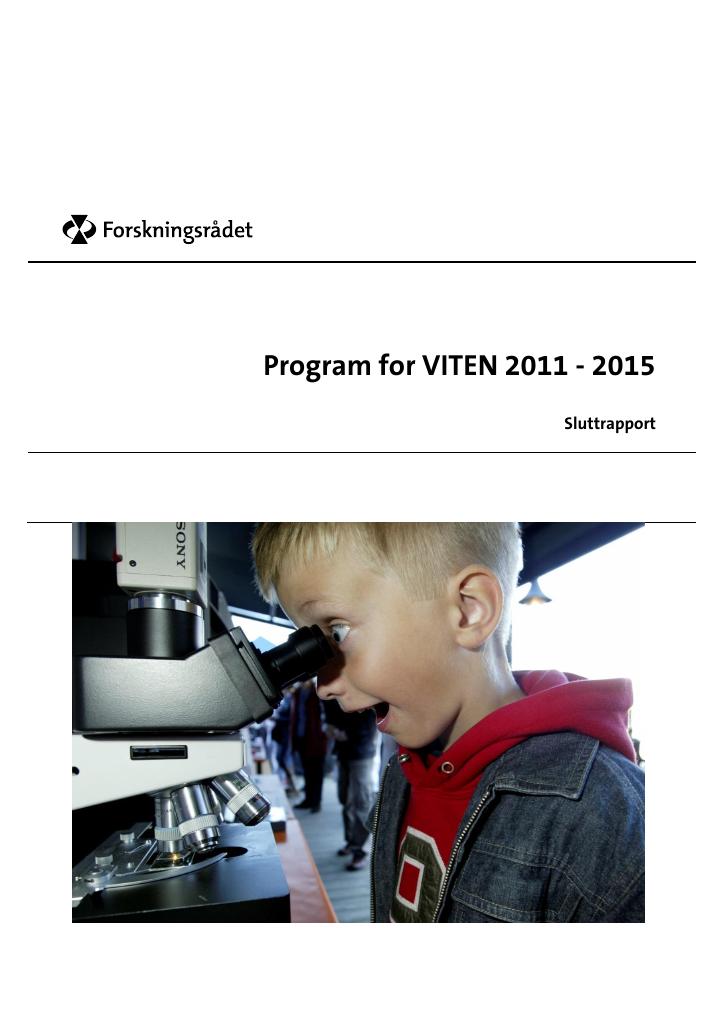 Forsiden av dokumentet Program for VITEN 2011-2015