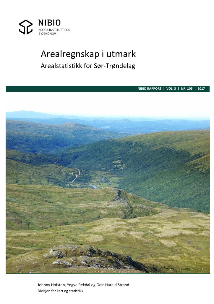 Forsiden av dokumentet Arealregnskap for utmark. Arealstatistikk for Sør-Trøndelag