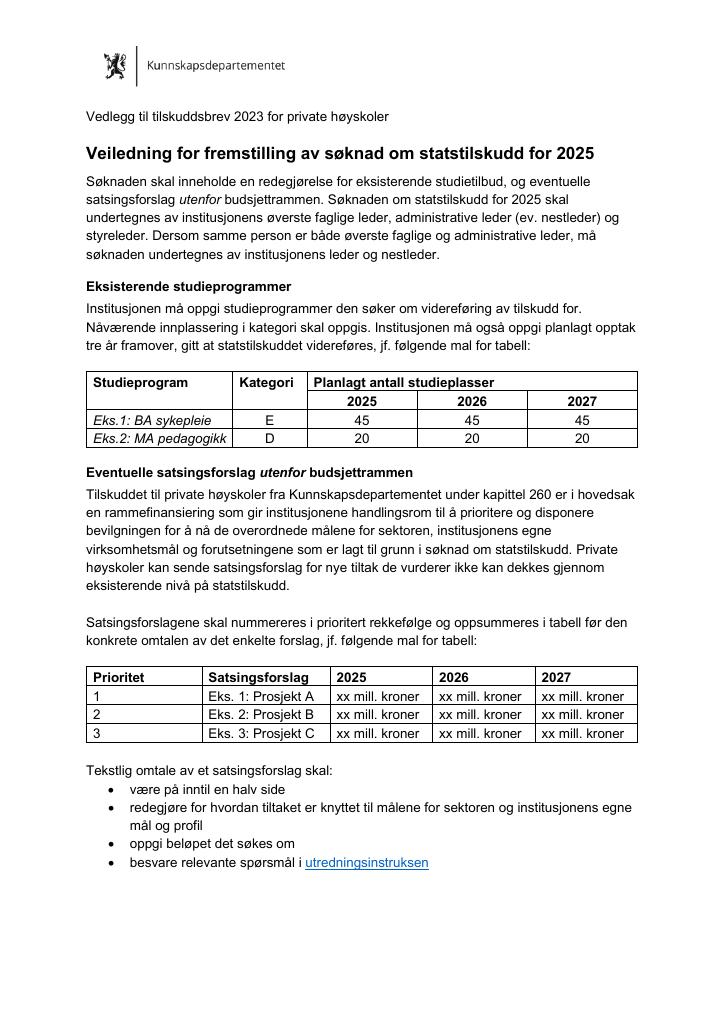 Vedlegg Til Tilskuddsbrev - Kudos