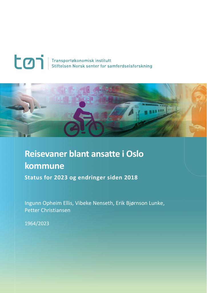 Forsiden av dokumentet Reisevaner blant ansatte i Oslo kommune : status for 2023 og endringer siden 2018