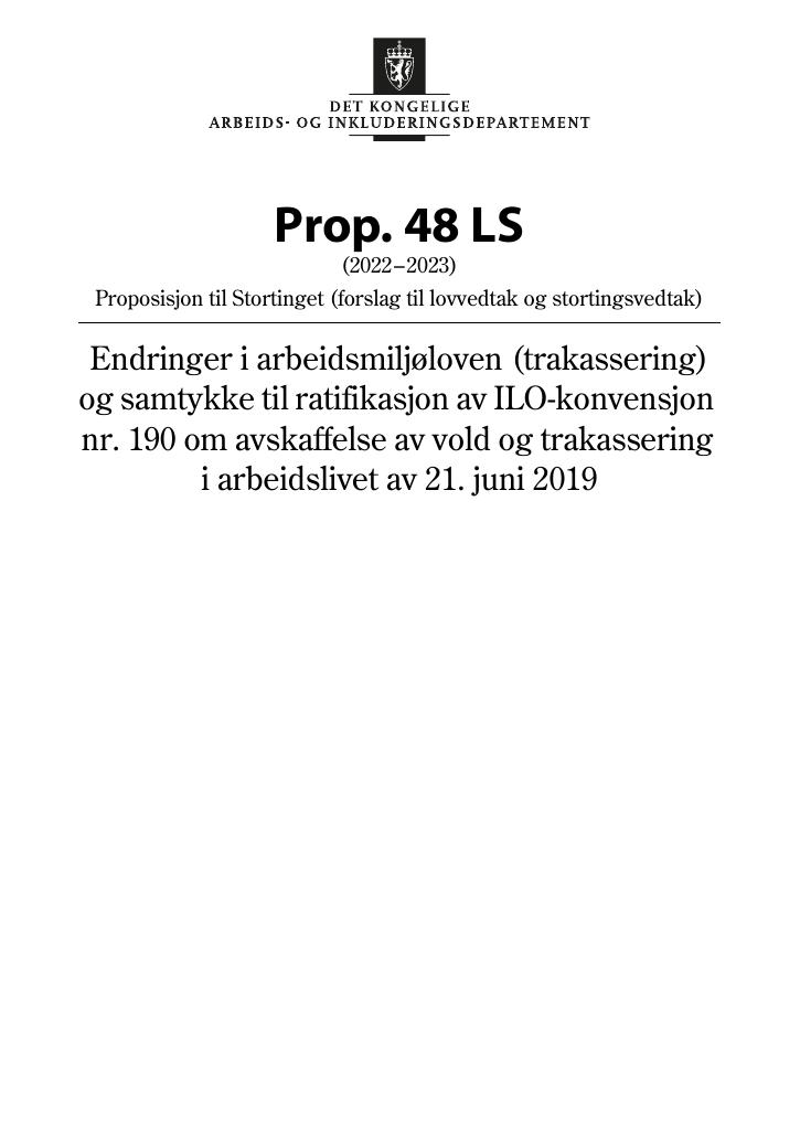 Forsiden av dokumentet Prop. 48 LS (2022–2023)