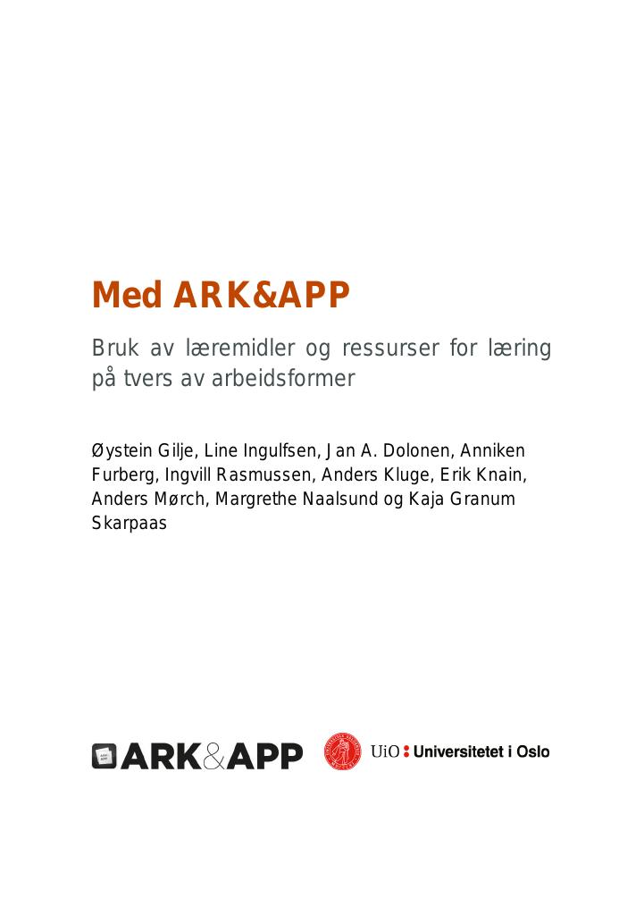 Forsiden av dokumentet Med ARK&APP
