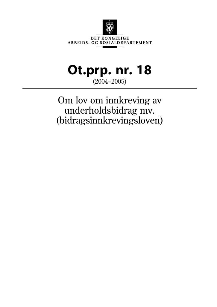 Forsiden av dokumentet Ot.prp. nr. 18 (2004-2005)