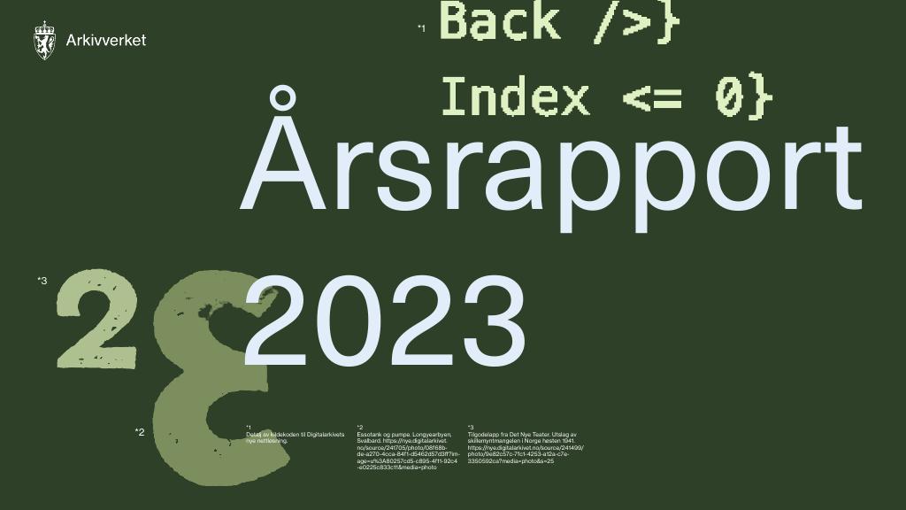 Forsiden av dokumentet Årsrapport 2023 og Riksrevisjonens beretning (.pdf)