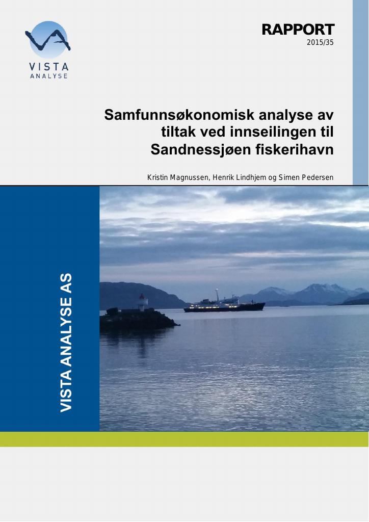 Forsiden av dokumentet Samfunnsøkonomisk analyse av tiltak ved innseilingen til Sandnessjøen fiskerihavn