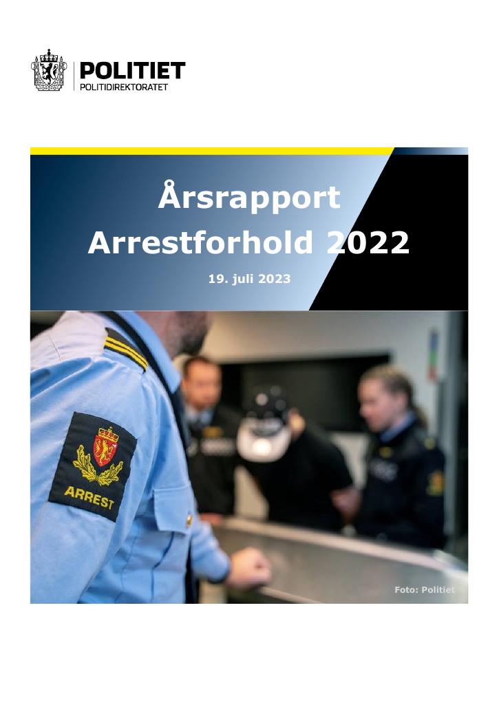 Forsiden av dokumentet Årsrapport Arrestforhold 2022