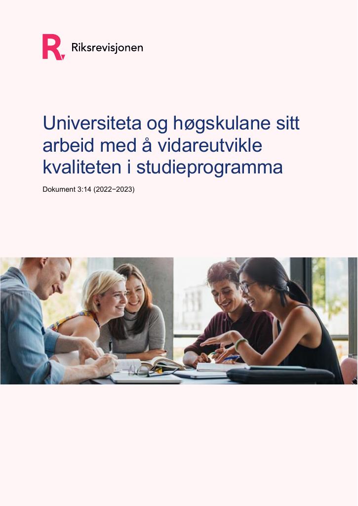 Forsiden av dokumentet Universiteta og høgskulane sitt arbeid med å vidareutvikle kvaliteten i studieprogramma