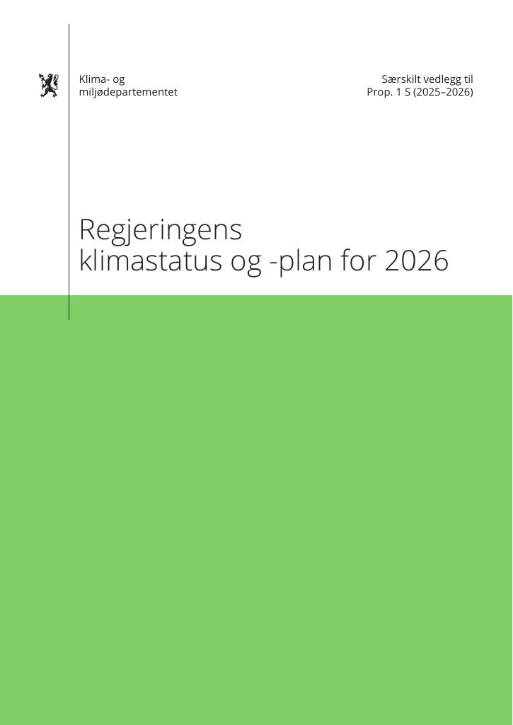 Forsiden av dokumentet Regjeringens klimastatus og -plan for 2026