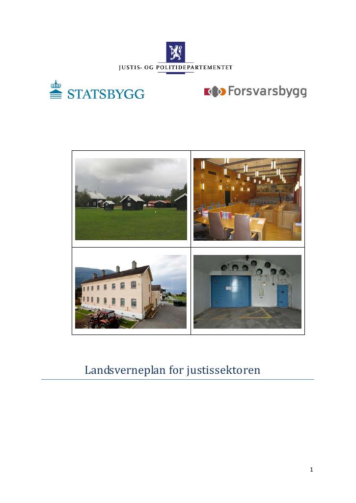 Forsiden av dokumentet Landsverneplan for justissektoren