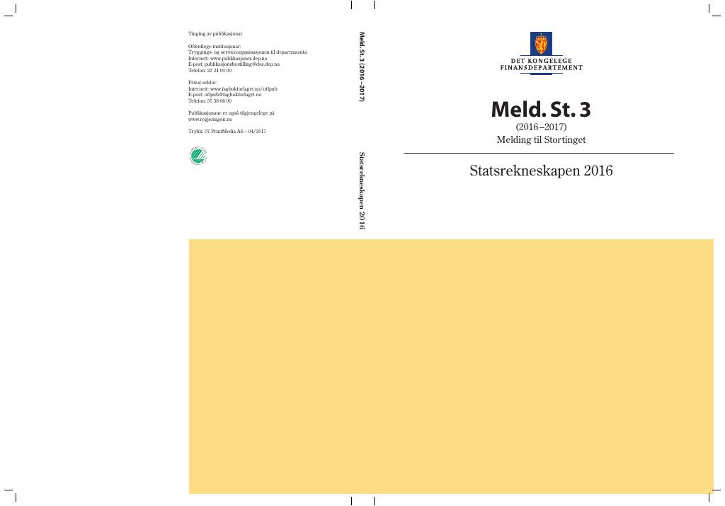 Forsiden av dokumentet Meld. St. 3 (2016–2017)