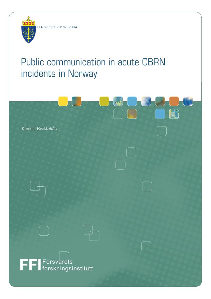 Forsiden av dokumentet Public communication in acute CBRN incidents in Norway