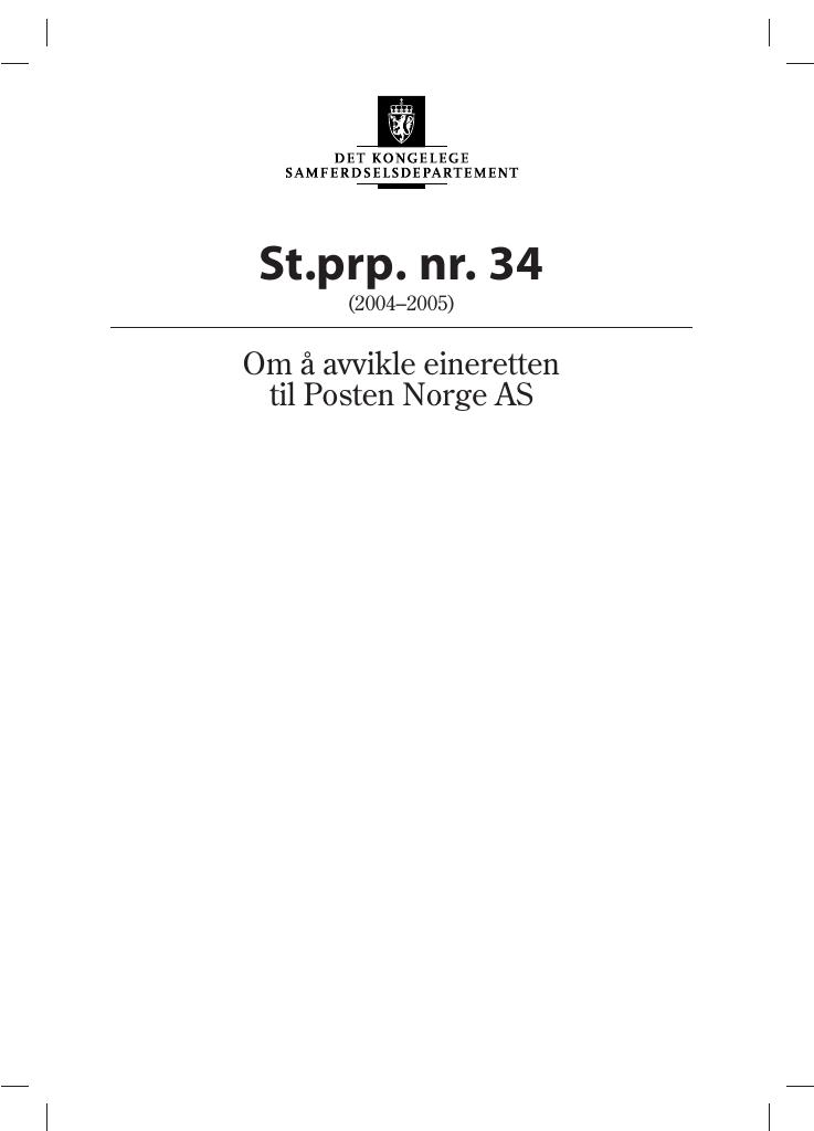 Forsiden av dokumentet St.prp. nr. 34 (2004-2005)