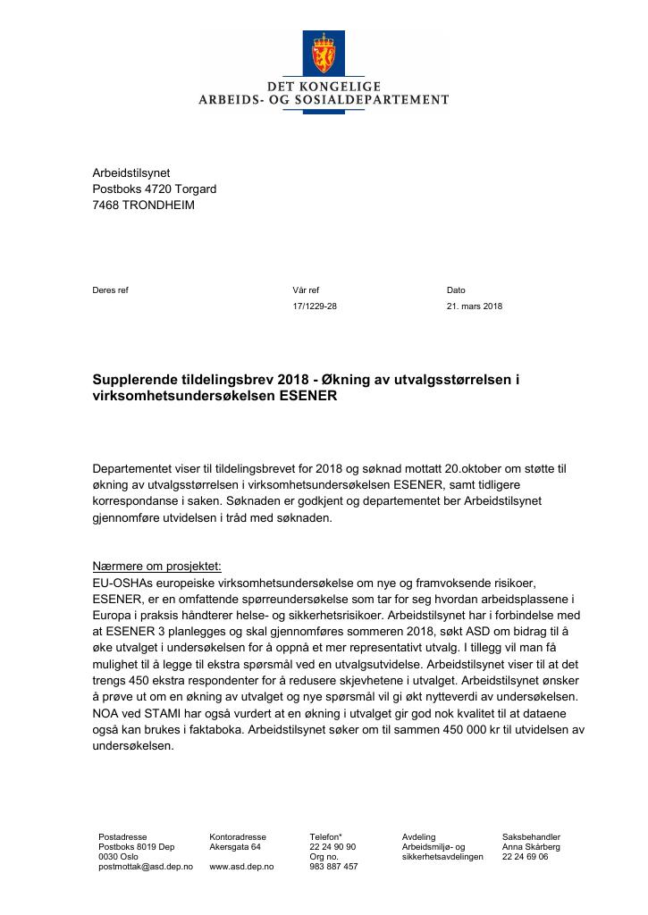 Forsiden av dokumentet supplerende tildelingsbrev nr. 2 (PDF)