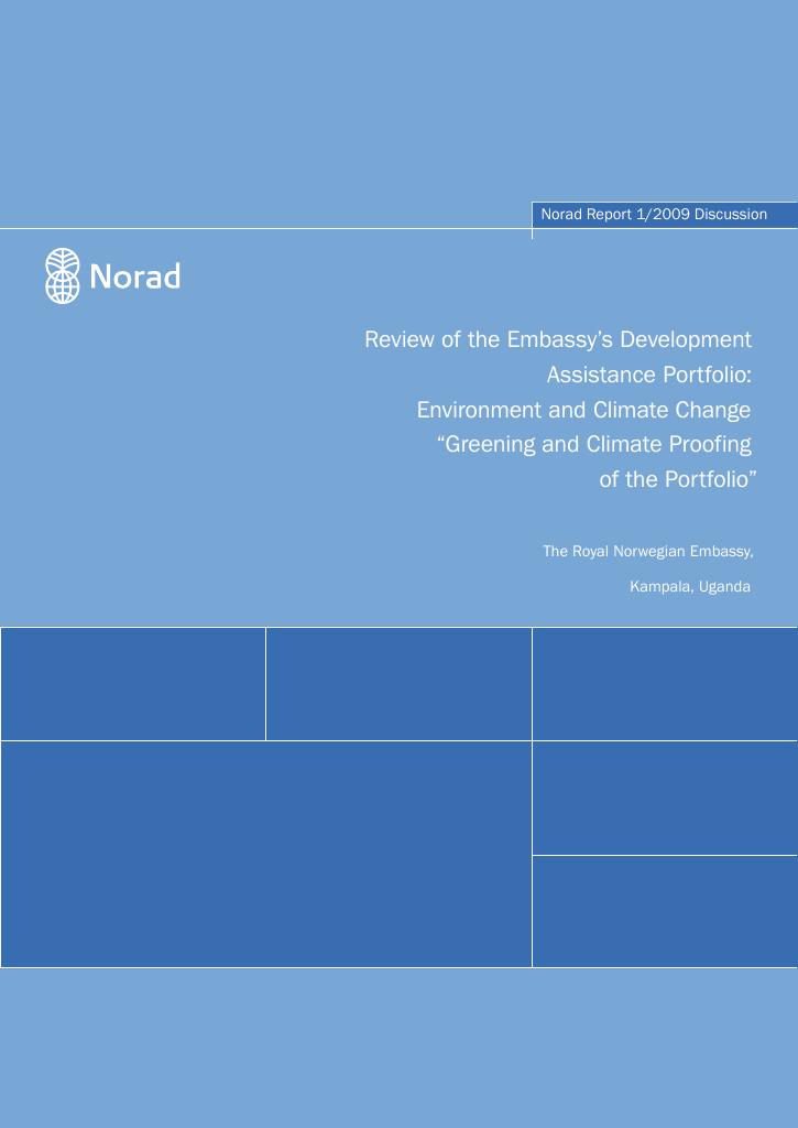 Forsiden av dokumentet Review of the Embassy’s Development Assistance Portfolio: Environment and Climate Change “Greening and Climate Proofing of the Portfolio” (Uganda)