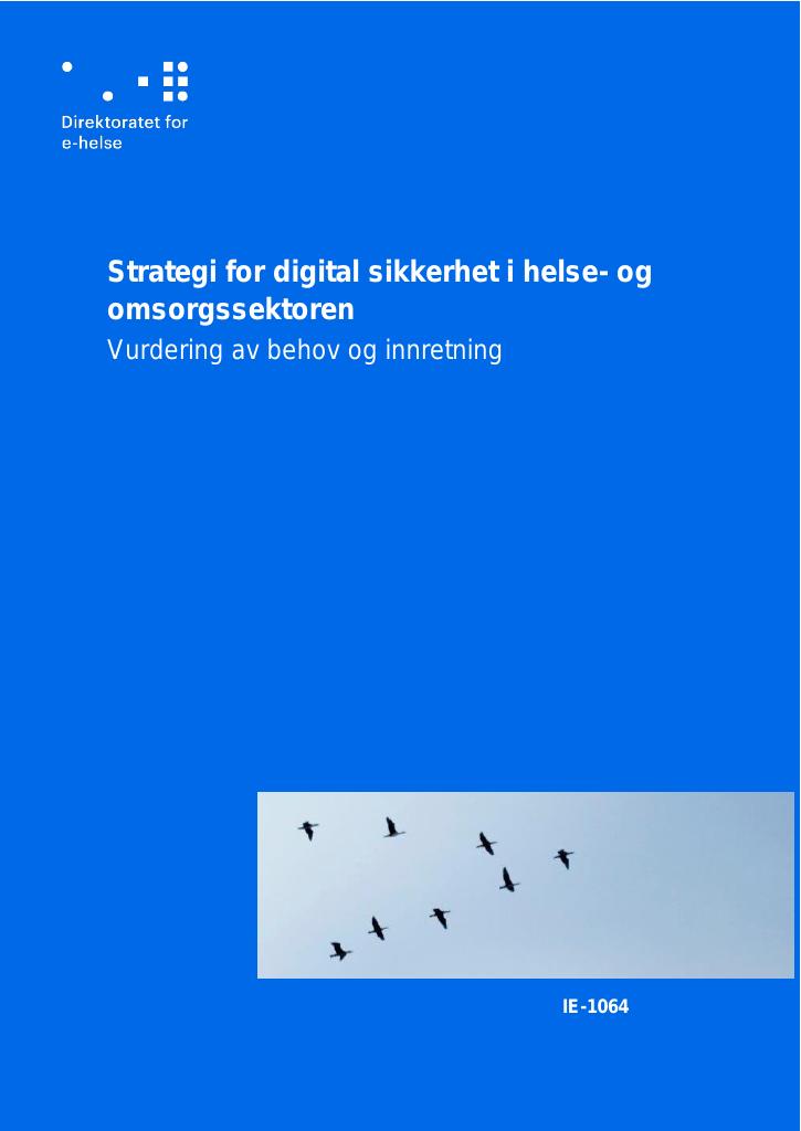 Forsiden av dokumentet Strategi for digital sikkerhet i helse- og omsorgssektoren