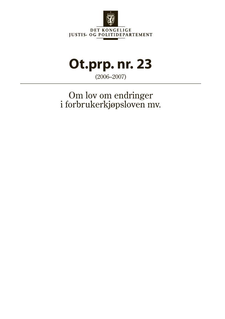 Forsiden av dokumentet Ot.prp. nr. 23 (2006-2007)