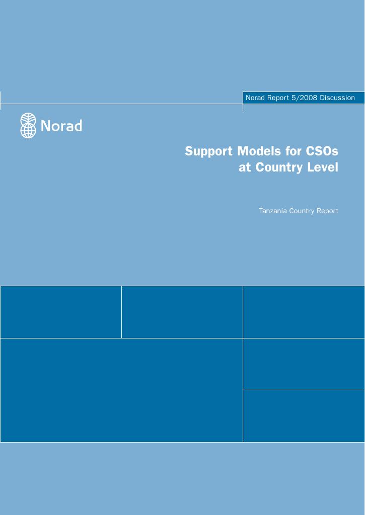 Forsiden av dokumentet Support Models for CSOs at Country Level - Tanzania Country Report