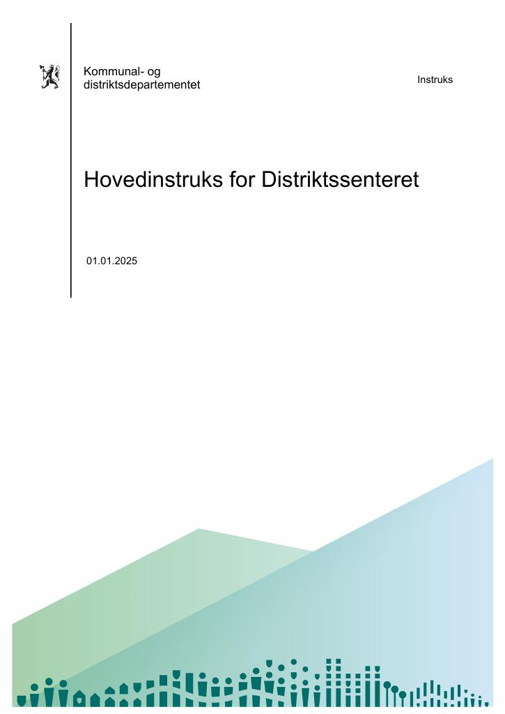 Forsiden av dokumentet Hovedinstruks for Distriktssenteret 2025