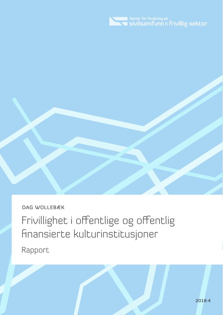 Forsiden av dokumentet Frivillighet i offentlige og offentlig finansierte kulturinstitusjoner